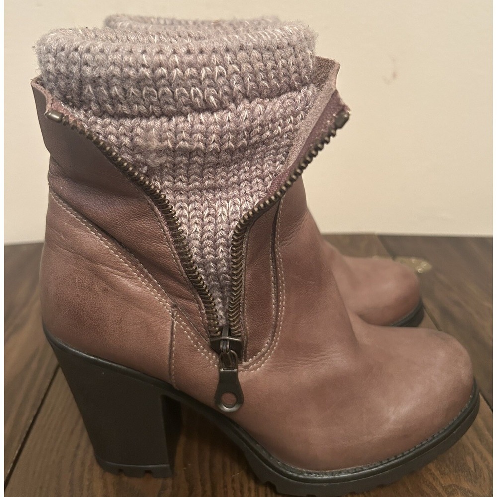 Steve Madden Sweater Cognac Leather Boots Women's Size 9M